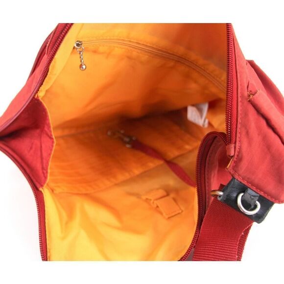 baggallini RED NYLON CANVAS URBAN MESSENGER X-BODY ORGANIZER SHOULDER BAG PURSE - Picture 13 of 16